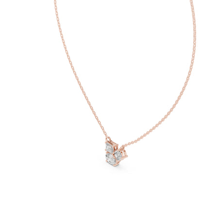 18K Rose Gold Cushion Emerald & Oval Lab-Grown Diamond Pendant for Women | Party Wear | Pure Carat