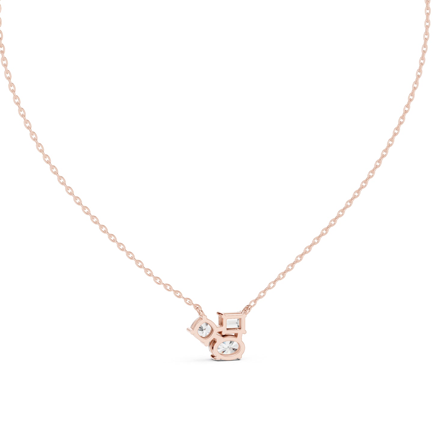 18K Rose Gold Cushion Emerald & Oval Lab-Grown Diamond Pendant for Women | Party Wear | Pure Carat