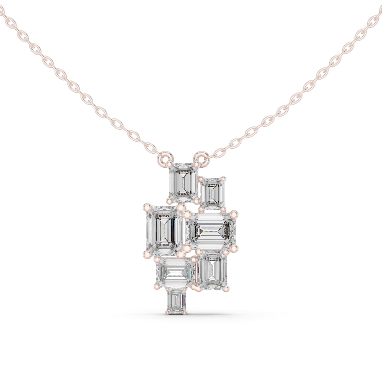 14K White Gold Emerald Lab-Grown Diamond Pendant for Women | Bridal Wear | Pure Carat