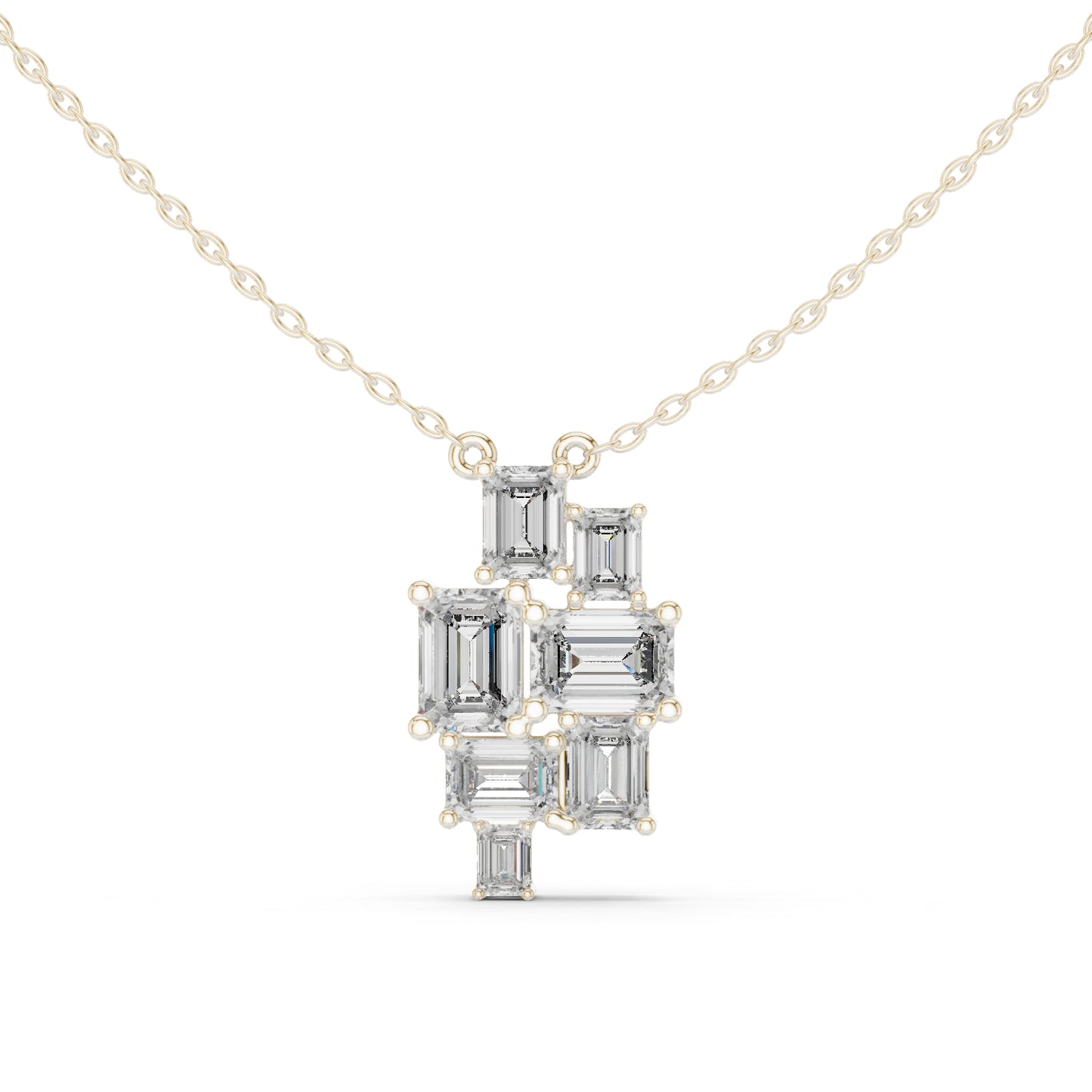 14K White Gold Emerald Lab-Grown Diamond Pendant for Women | Bridal Wear | Pure Carat