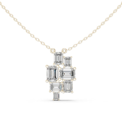 14K White Gold Emerald Lab-Grown Diamond Pendant for Women | Bridal Wear | Pure Carat