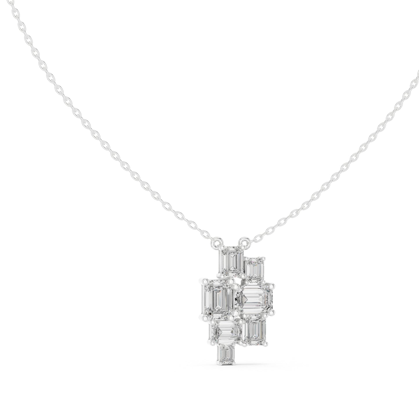 14K White Gold Emerald Lab-Grown Diamond Pendant for Women | Bridal Wear | Pure Carat