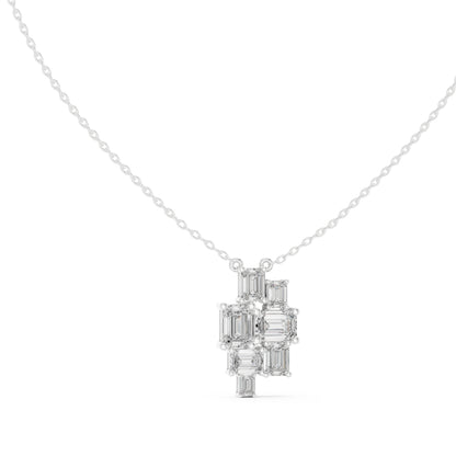 14K White Gold Emerald Lab-Grown Diamond Pendant for Women | Bridal Wear | Pure Carat
