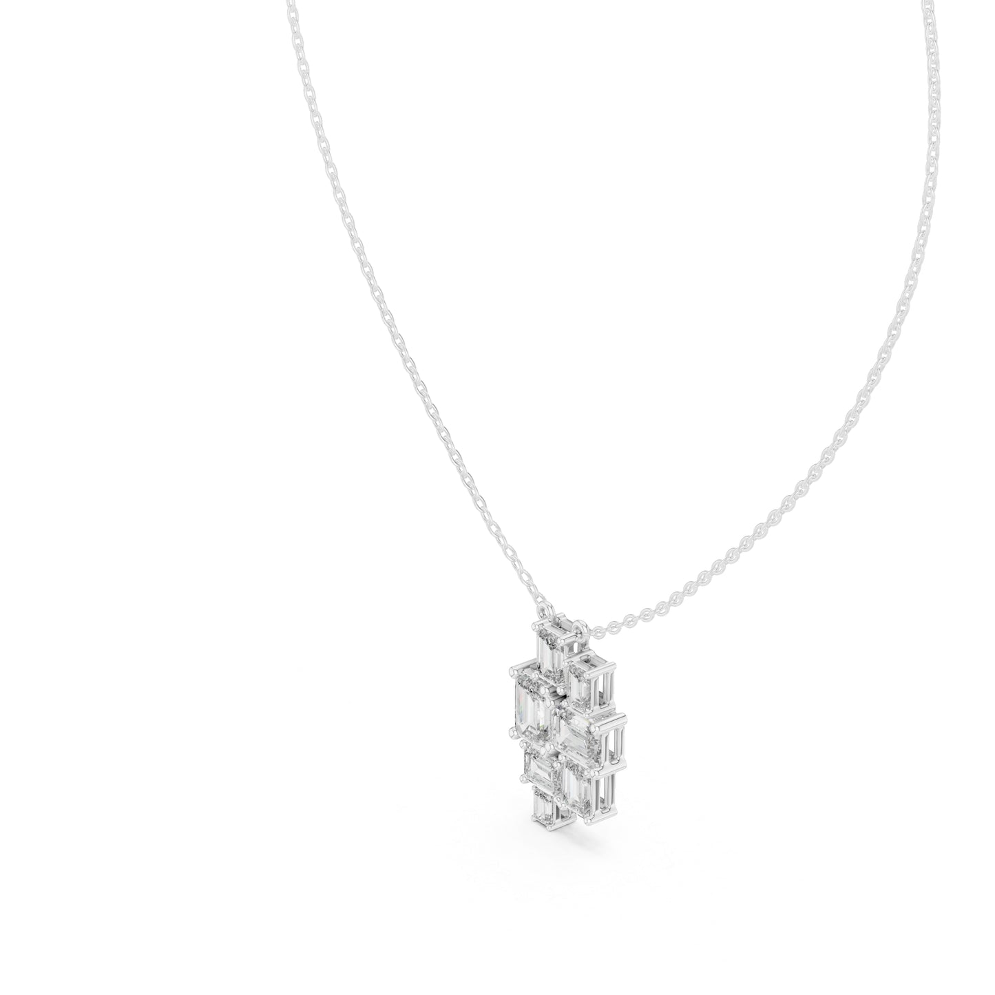 14K White Gold Emerald Lab-Grown Diamond Pendant for Women | Bridal Wear | Pure Carat