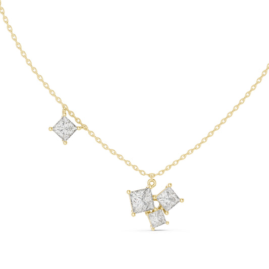 14K Yellow Gold Princess Lab-Grown Diamond Pendant for Women | Wedding Wear | Pure Carat