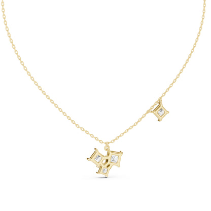14K Yellow Gold Princess Lab-Grown Diamond Pendant for Women | Wedding Wear | Pure Carat