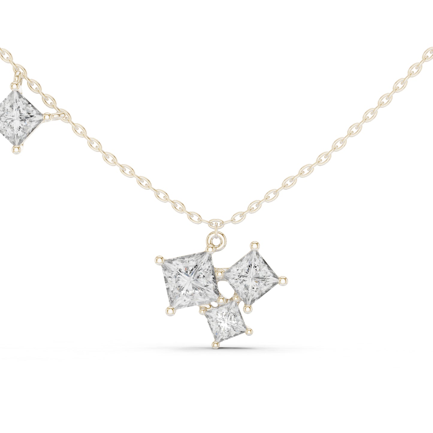 14K Yellow Gold Princess Lab-Grown Diamond Pendant for Women | Wedding Wear | Pure Carat