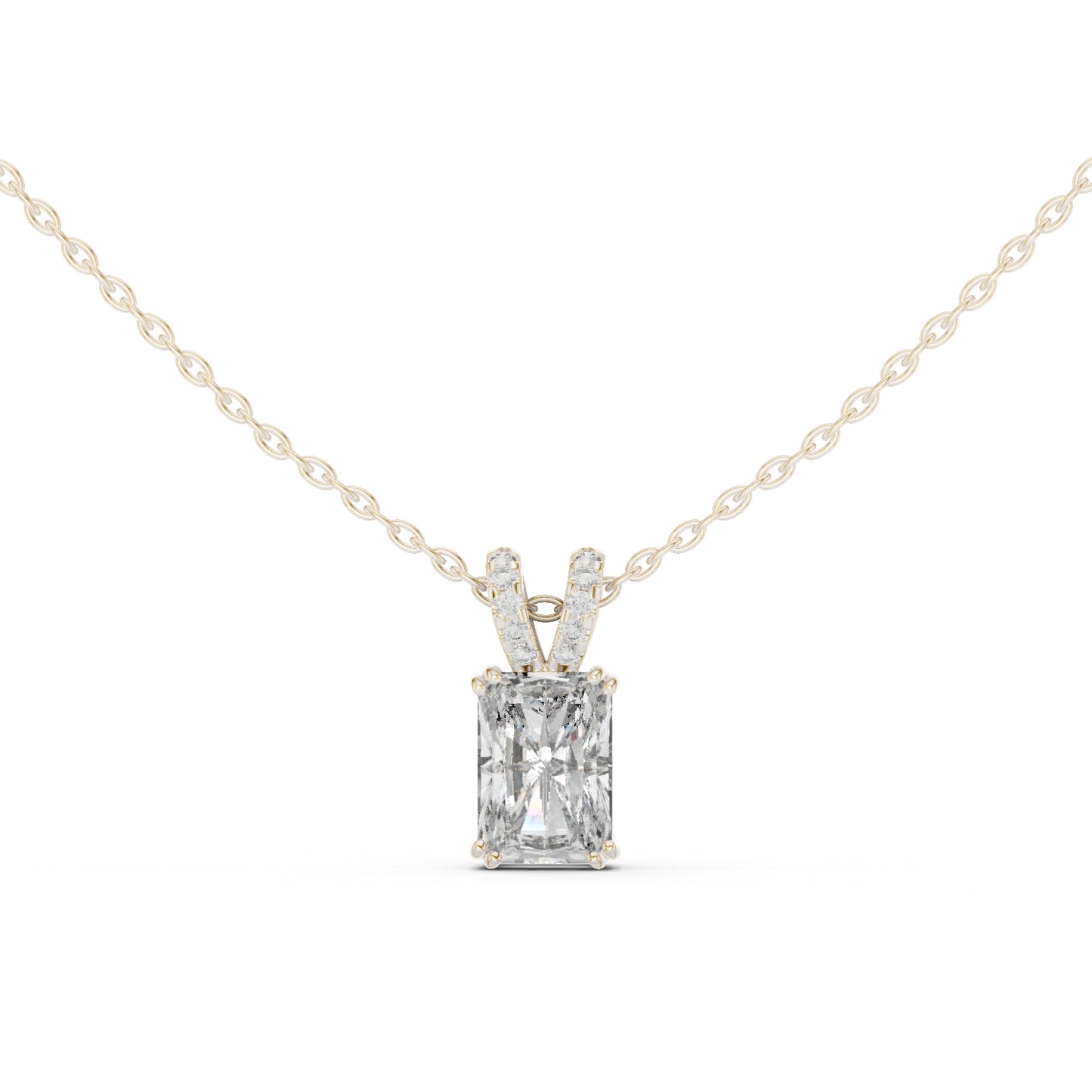 18K Yellow Gold Radiant & Round Lab-Grown Diamond Pendant for Women | Office Wear | Pure Carat