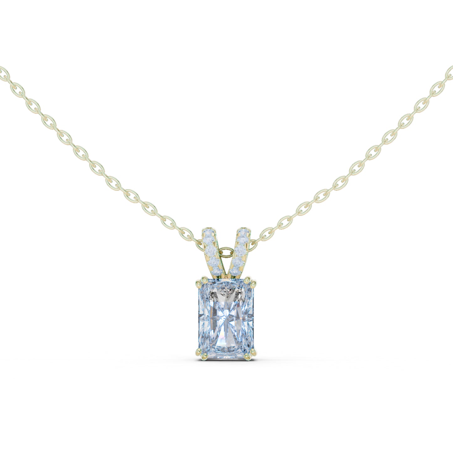 18K Yellow Gold Radiant & Round Lab-Grown Diamond Pendant for Women | Office Wear | Pure Carat