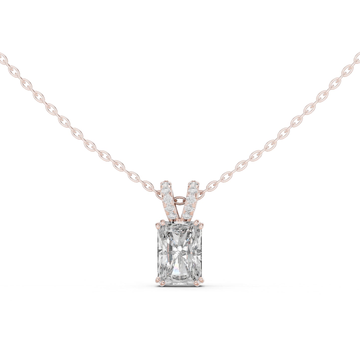 18K Yellow Gold Radiant & Round Lab-Grown Diamond Pendant for Women | Office Wear | Pure Carat