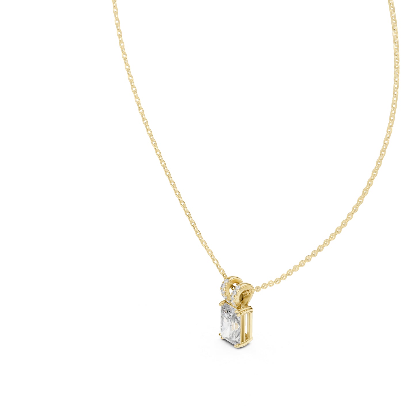 18K Yellow Gold Radiant & Round Lab-Grown Diamond Pendant for Women | Office Wear | Pure Carat