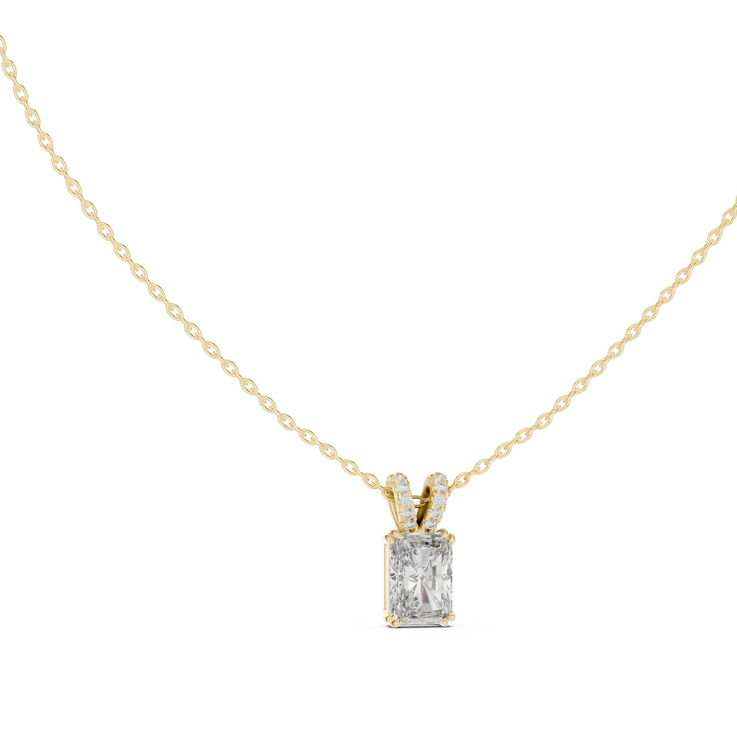 18K Yellow Gold Radiant & Round Lab-Grown Diamond Pendant for Women | Office Wear | Pure Carat