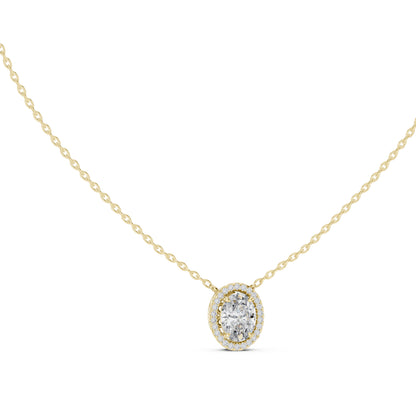 14K Yellow Gold Round & Oval Lab-Grown Diamond Pendant for Women | Engagement | Pure Carat