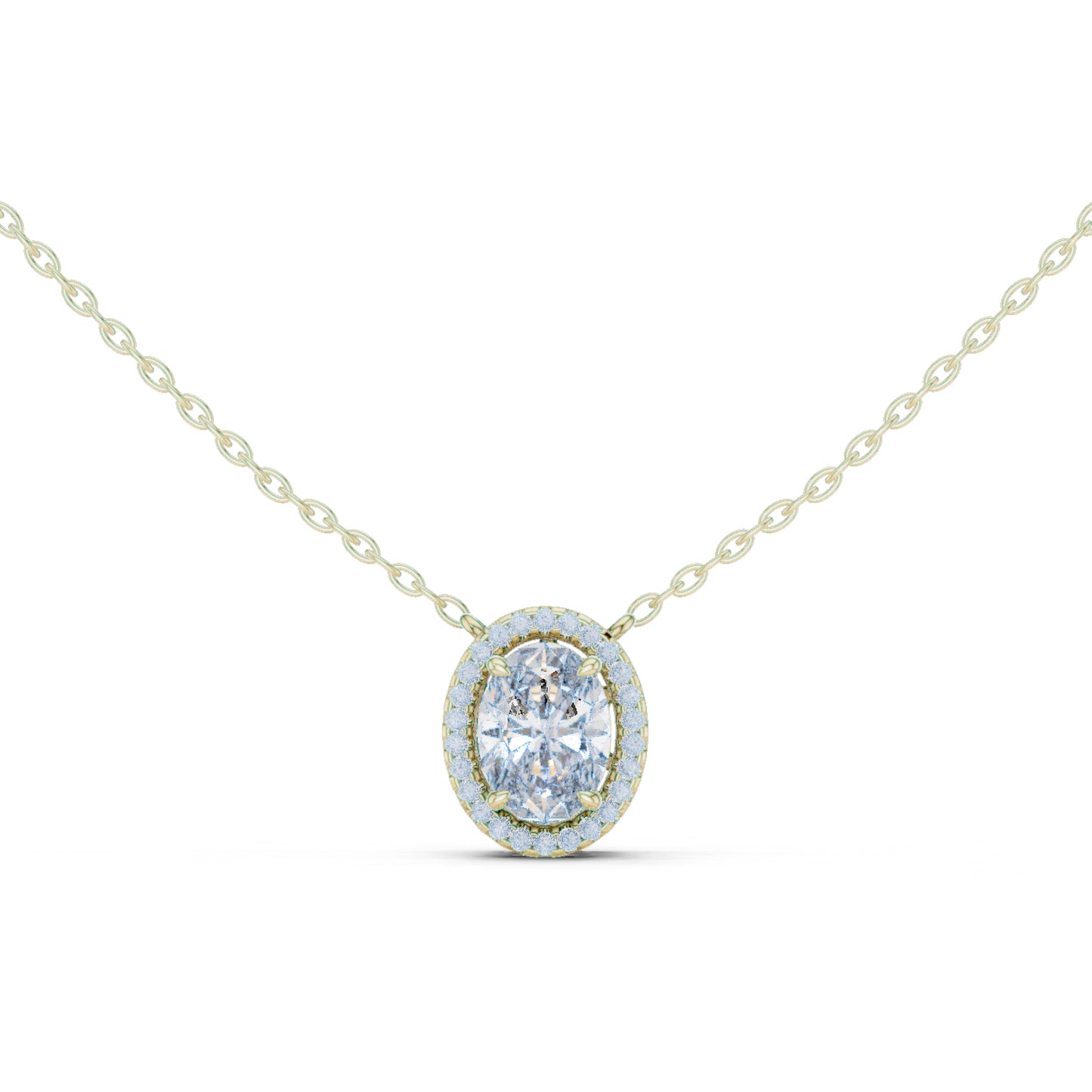 14K Yellow Gold Round & Oval Lab-Grown Diamond Pendant for Women | Engagement | Pure Carat