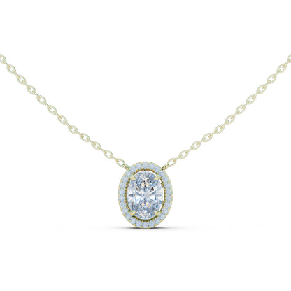 14K Yellow Gold Round & Oval Lab-Grown Diamond Pendant for Women | Engagement | Pure Carat