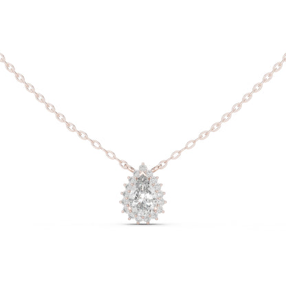 14K Rose Gold Pear & Round Lab-Grown Diamond Pendant for Women | Party Wear | Pure Carat
