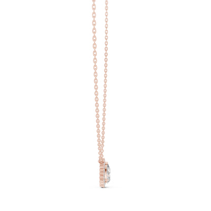14K Rose Gold Pear & Round Lab-Grown Diamond Pendant for Women | Party Wear | Pure Carat