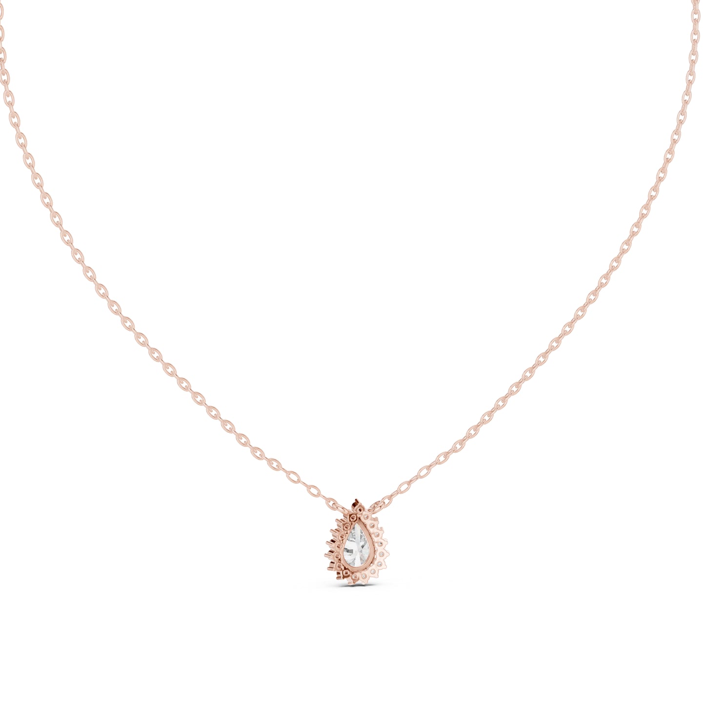 14K Rose Gold Pear & Round Lab-Grown Diamond Pendant for Women | Party Wear | Pure Carat