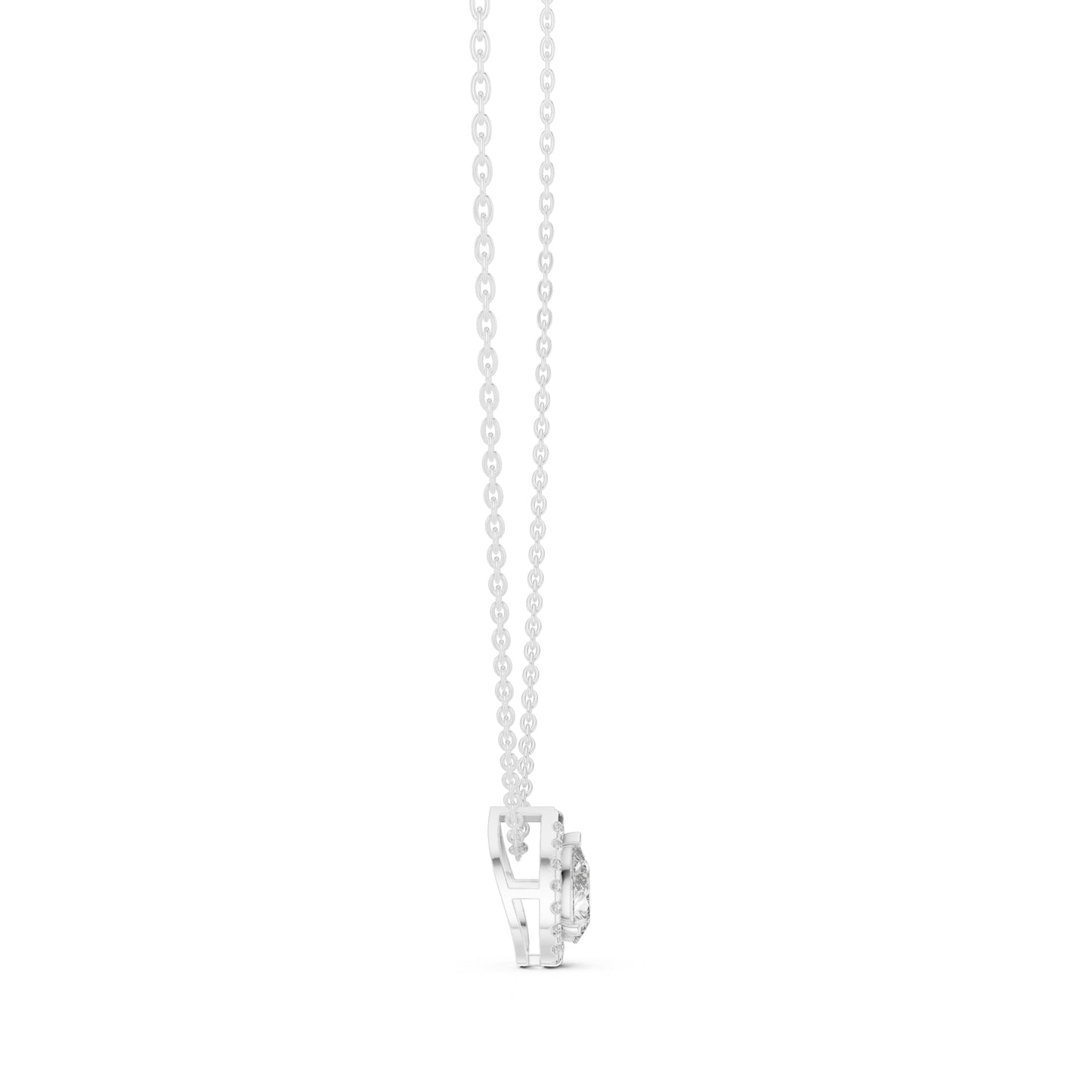 18K White Gold Round & Pear Lab-Grown Diamond Pendant for Women | Bridal Wear | Pure Carat