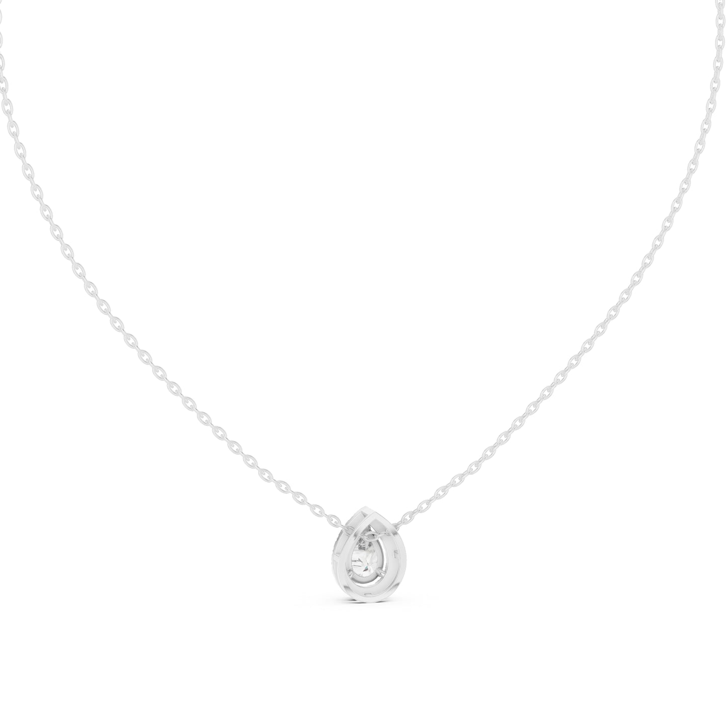 18K White Gold Round & Pear Lab-Grown Diamond Pendant for Women | Bridal Wear | Pure Carat
