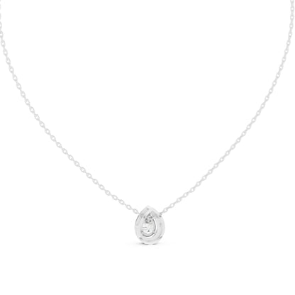 18K White Gold Round & Pear Lab-Grown Diamond Pendant for Women | Bridal Wear | Pure Carat