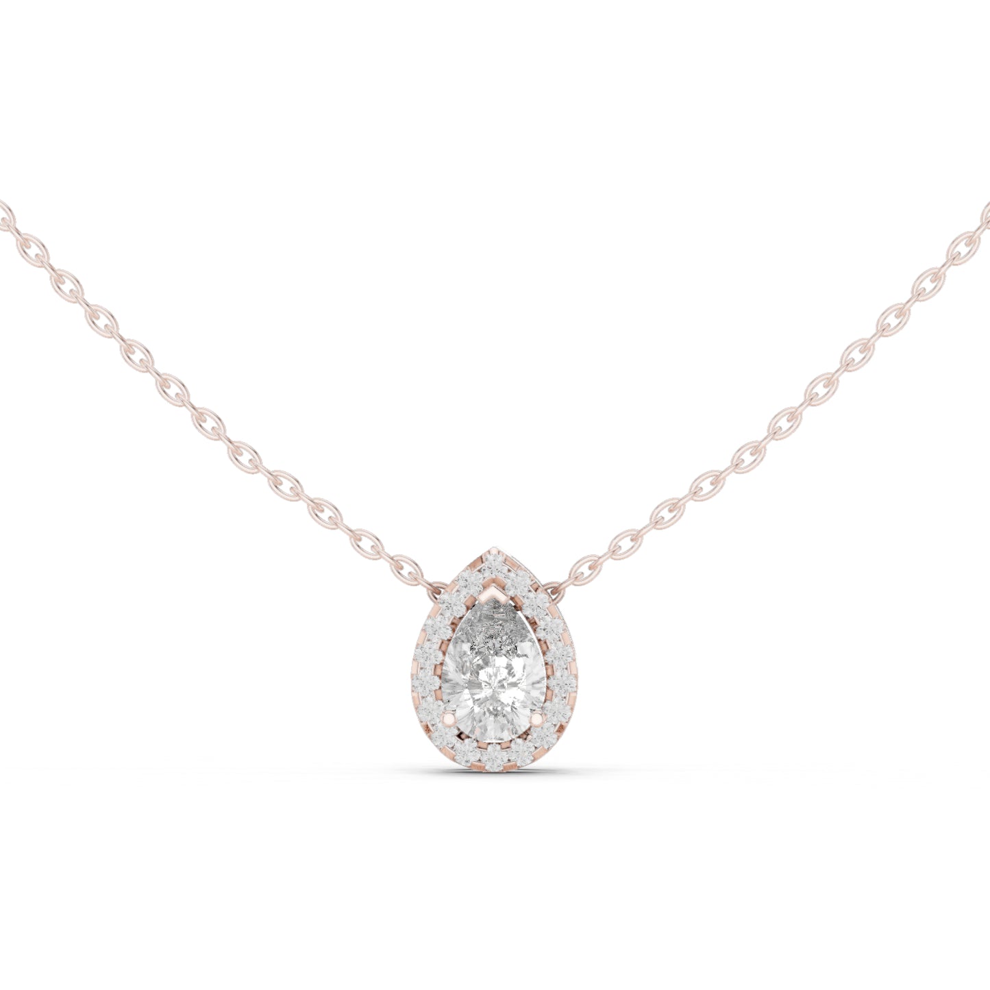 18K White Gold Round & Pear Lab-Grown Diamond Pendant for Women | Bridal Wear | Pure Carat