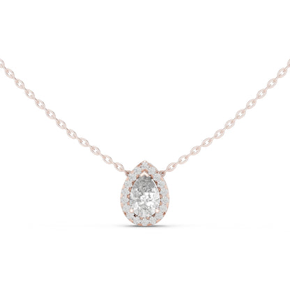 18K White Gold Round & Pear Lab-Grown Diamond Pendant for Women | Bridal Wear | Pure Carat