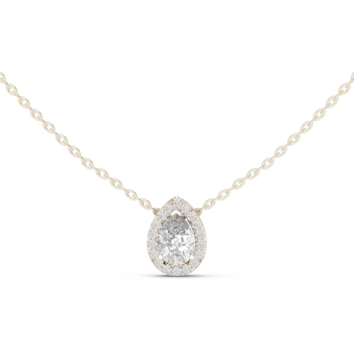18K White Gold Round & Pear Lab-Grown Diamond Pendant for Women | Bridal Wear | Pure Carat