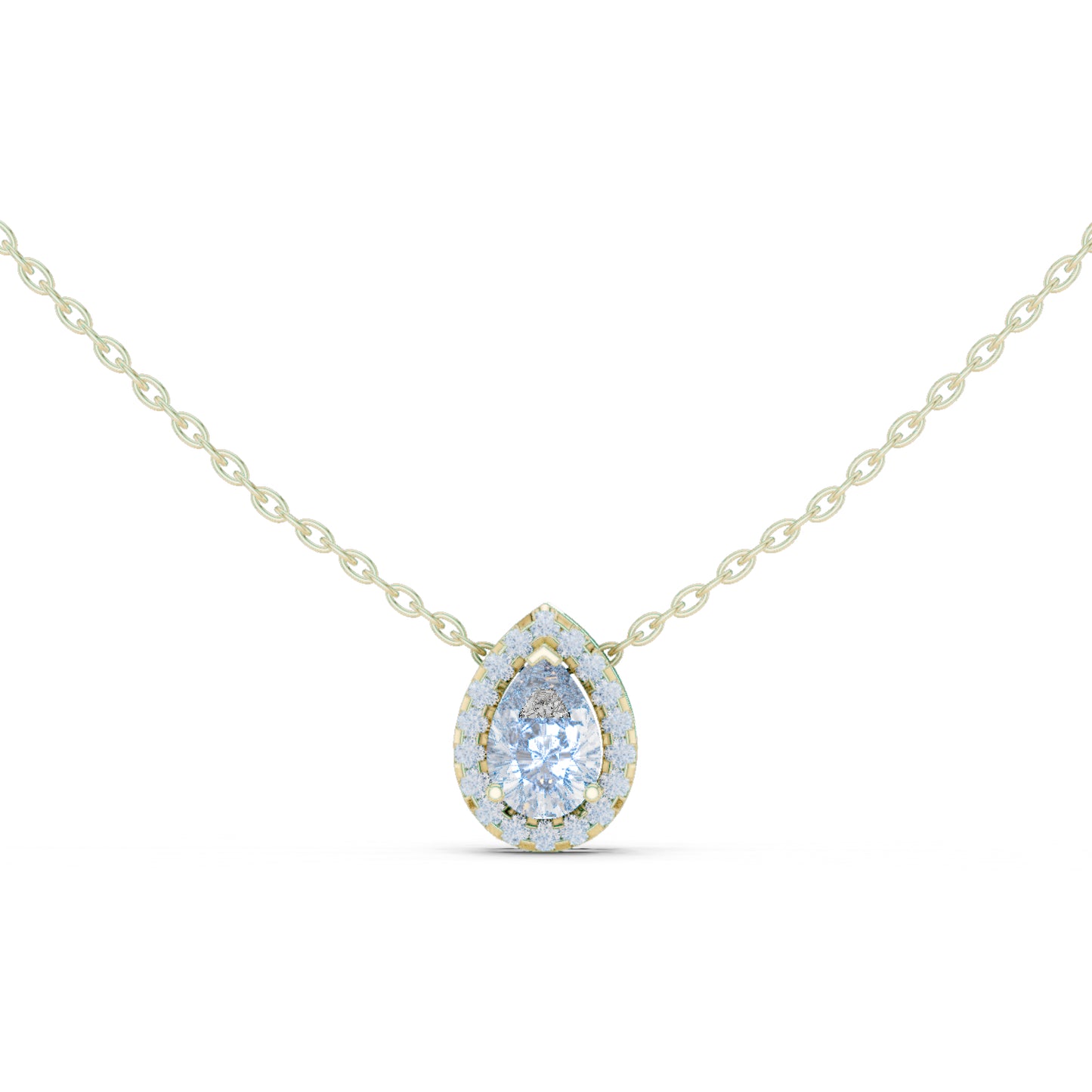 18K White Gold Round & Pear Lab-Grown Diamond Pendant for Women | Bridal Wear | Pure Carat