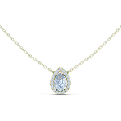 18K White Gold Round & Pear Lab-Grown Diamond Pendant for Women | Bridal Wear | Pure Carat