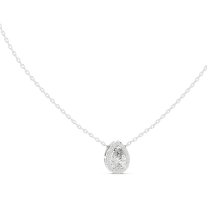 18K White Gold Round & Pear Lab-Grown Diamond Pendant for Women | Bridal Wear | Pure Carat