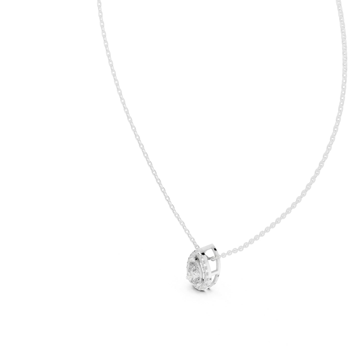 18K White Gold Round & Pear Lab-Grown Diamond Pendant for Women | Bridal Wear | Pure Carat