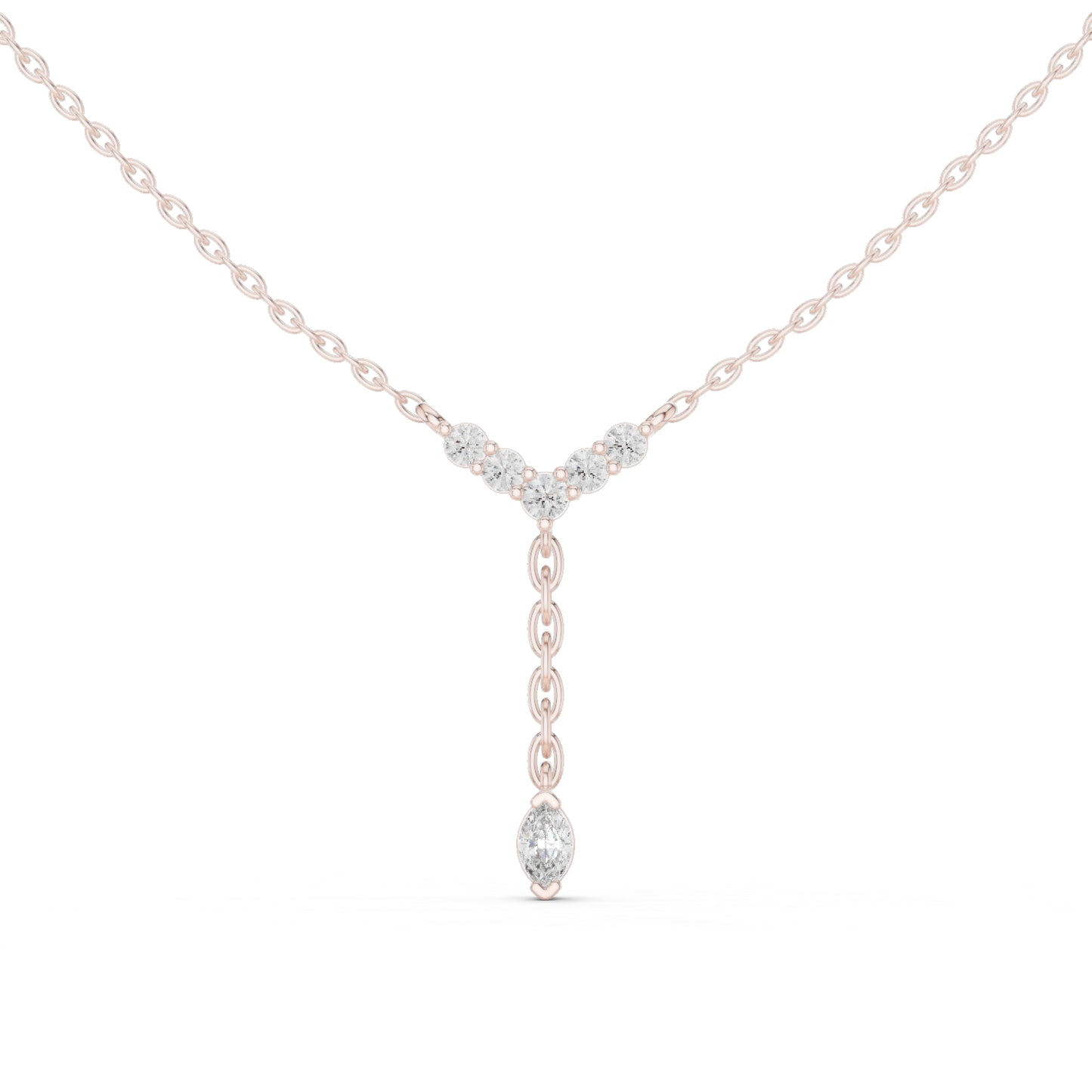 14K Rose Gold Marquise & Round Lab-Grown Diamond Pendant for Women | Wedding Wear | Pure Carat
