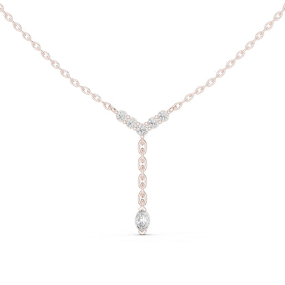 14K Rose Gold Marquise & Round Lab-Grown Diamond Pendant for Women | Wedding Wear | Pure Carat