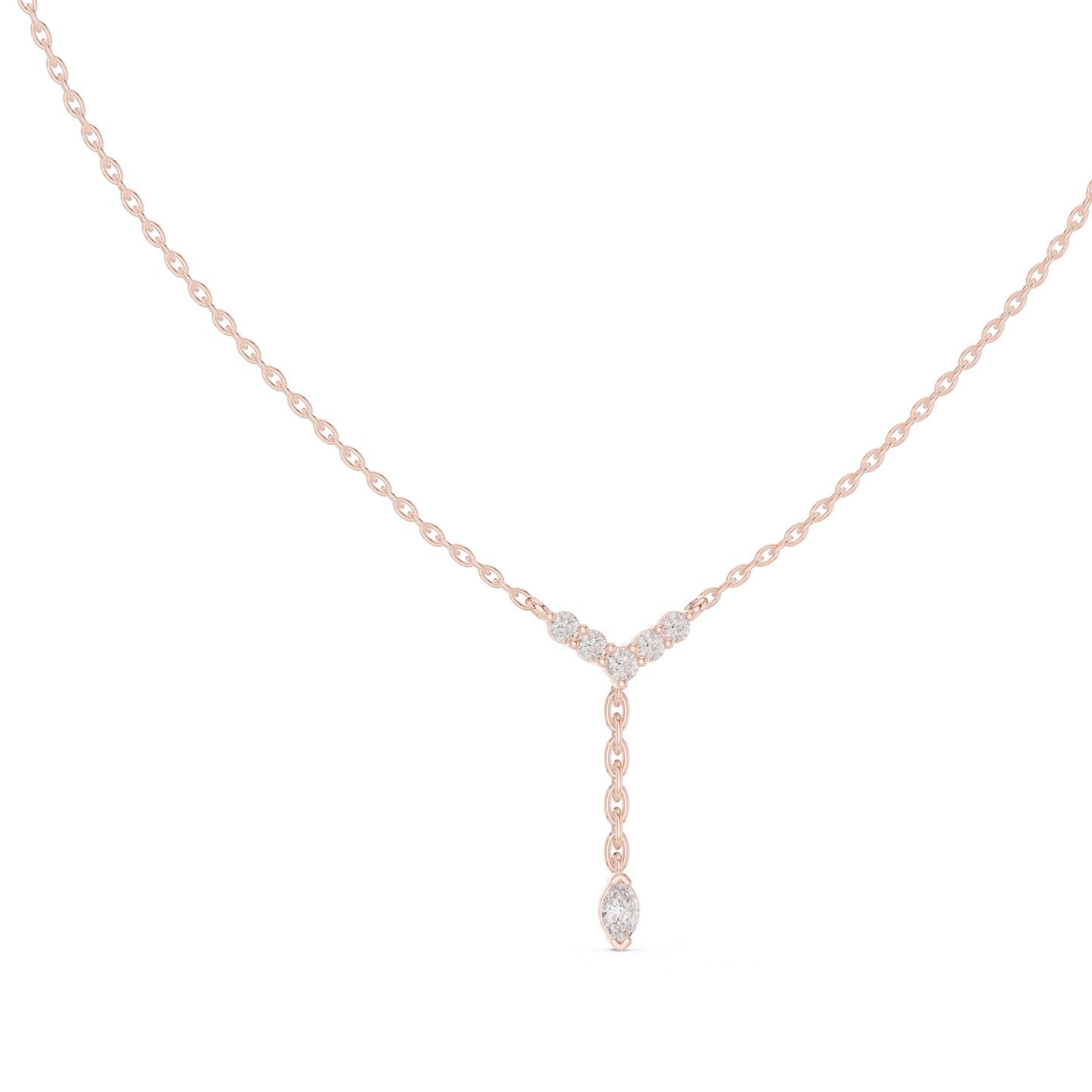14K Rose Gold Marquise & Round Lab-Grown Diamond Pendant for Women | Wedding Wear | Pure Carat