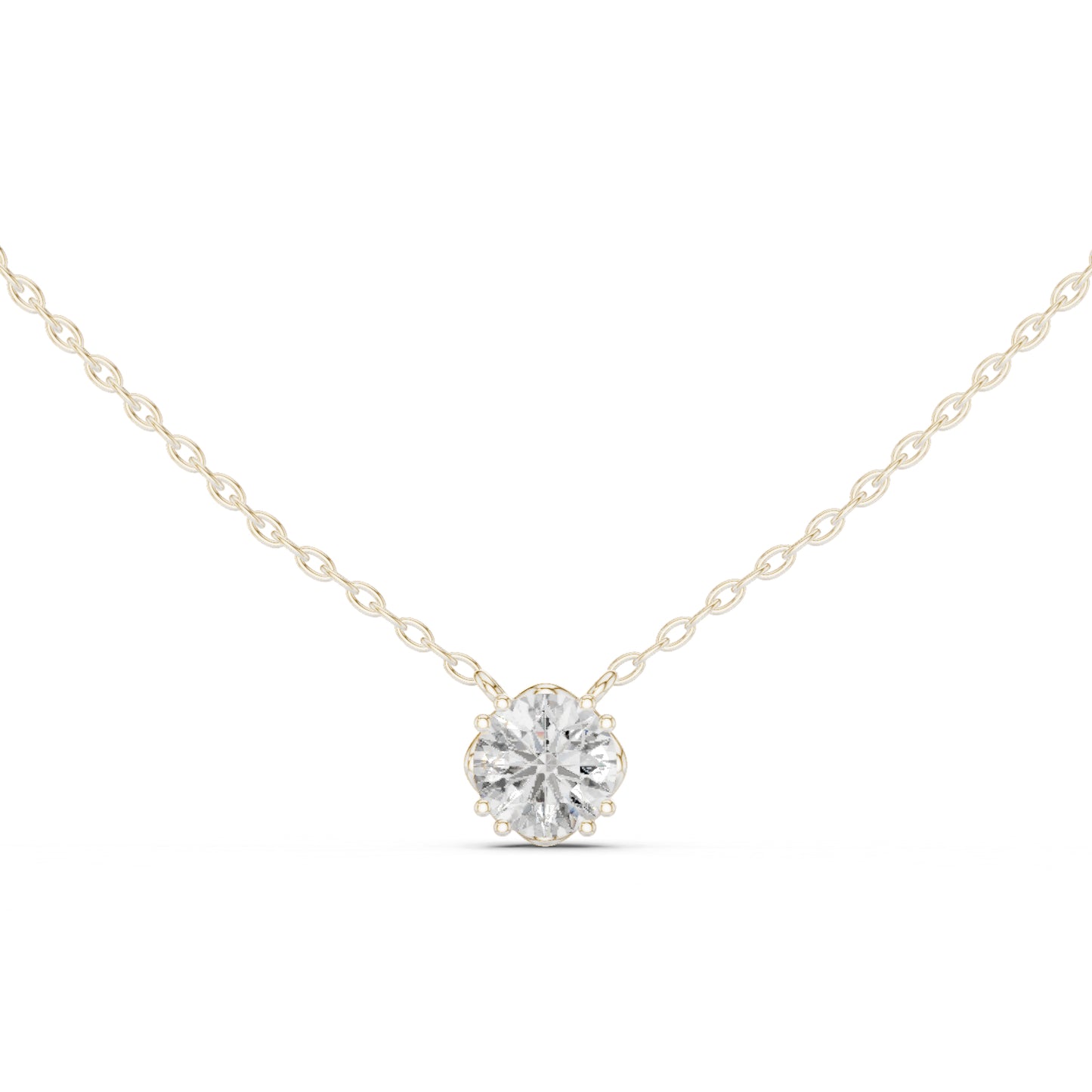 14K Yellow Gold Round Lab-Grown Diamond Pendant for Women | Engagement | Pure Carat