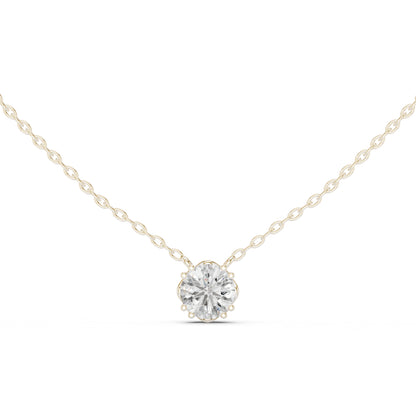 14K Yellow Gold Round Lab-Grown Diamond Pendant for Women | Engagement | Pure Carat