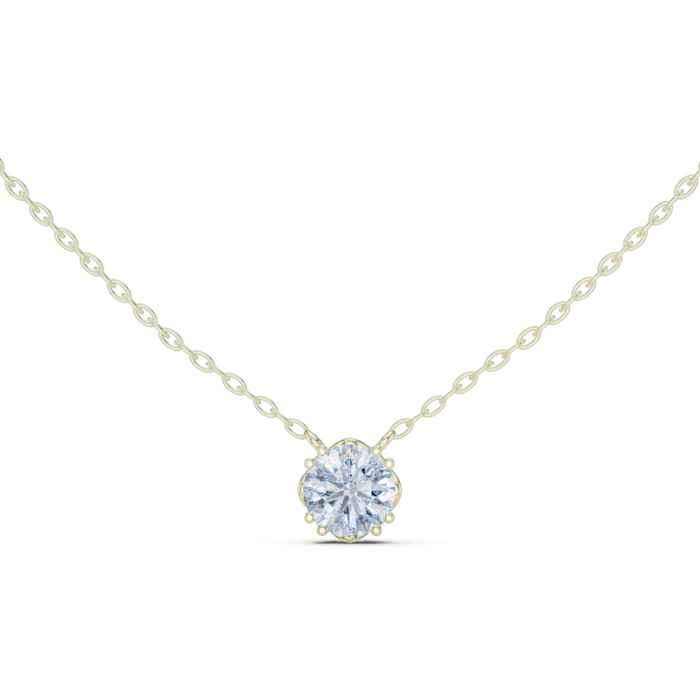 14K Yellow Gold Round Lab-Grown Diamond Pendant for Women | Engagement | Pure Carat