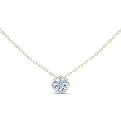 14K Yellow Gold Round Lab-Grown Diamond Pendant for Women | Engagement | Pure Carat