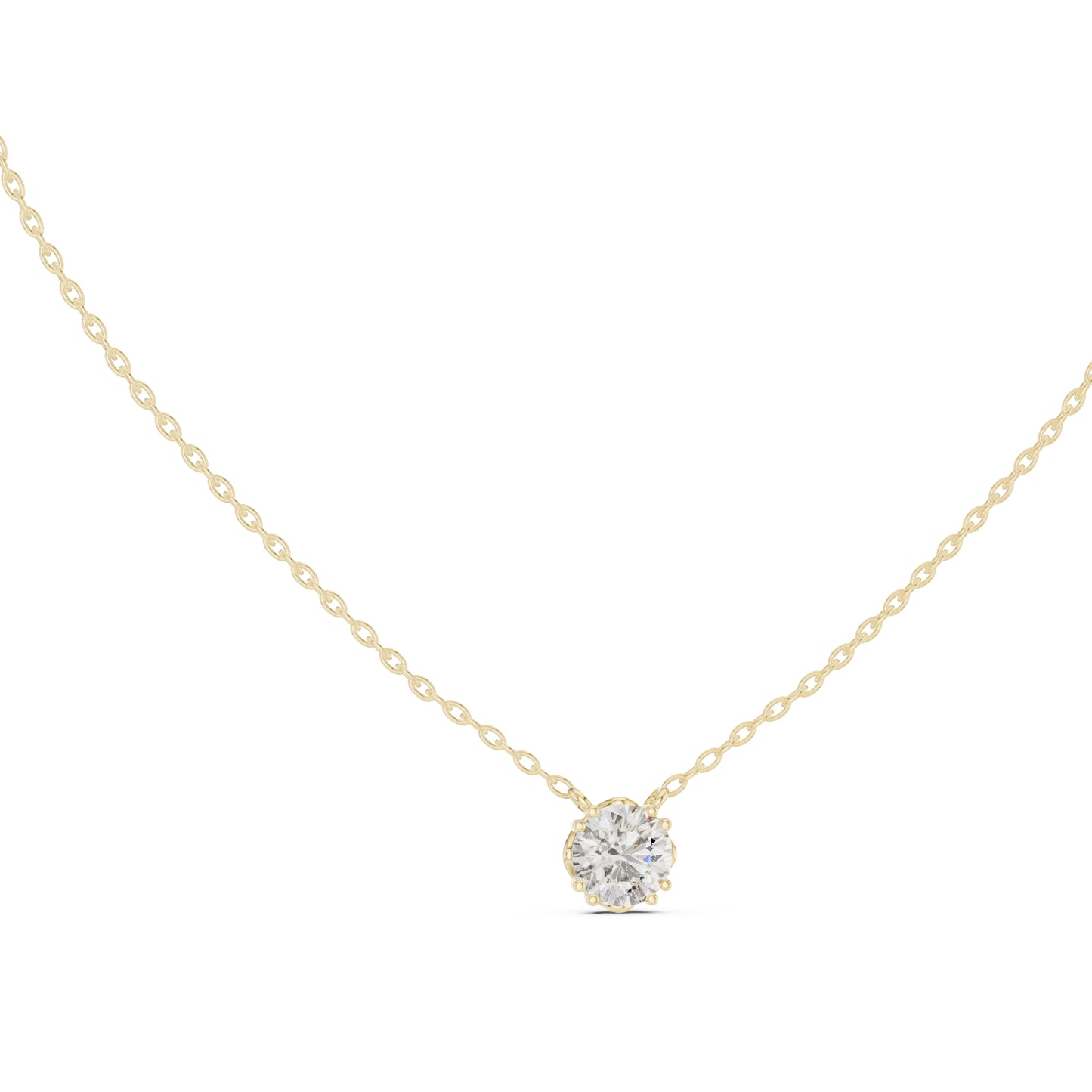 14K Yellow Gold Round Lab-Grown Diamond Pendant for Women | Engagement | Pure Carat