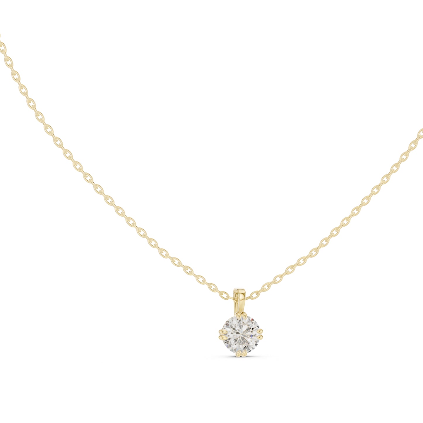 18K White Gold Round Lab-Grown Diamond Pendant for Women | Everyday Wear | Pure Carat