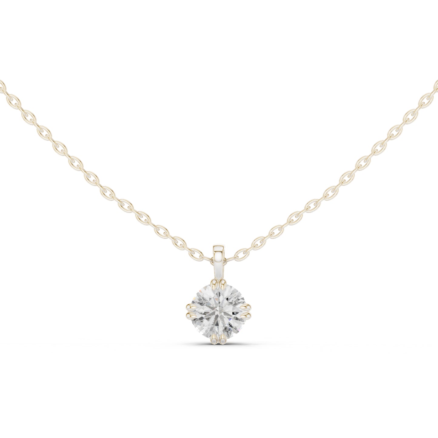 18K White Gold Round Lab-Grown Diamond Pendant for Women | Everyday Wear | Pure Carat