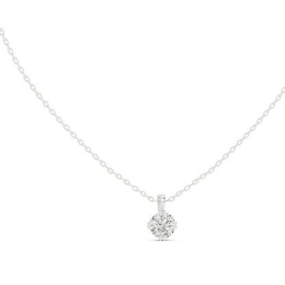 18K White Gold Round Lab-Grown Diamond Pendant for Women | Everyday Wear | Pure Carat