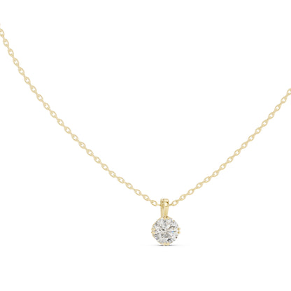 18K Yellow Gold Round Lab-Grown Diamond Pendant for Women | Bridal Wear | Pure Carat