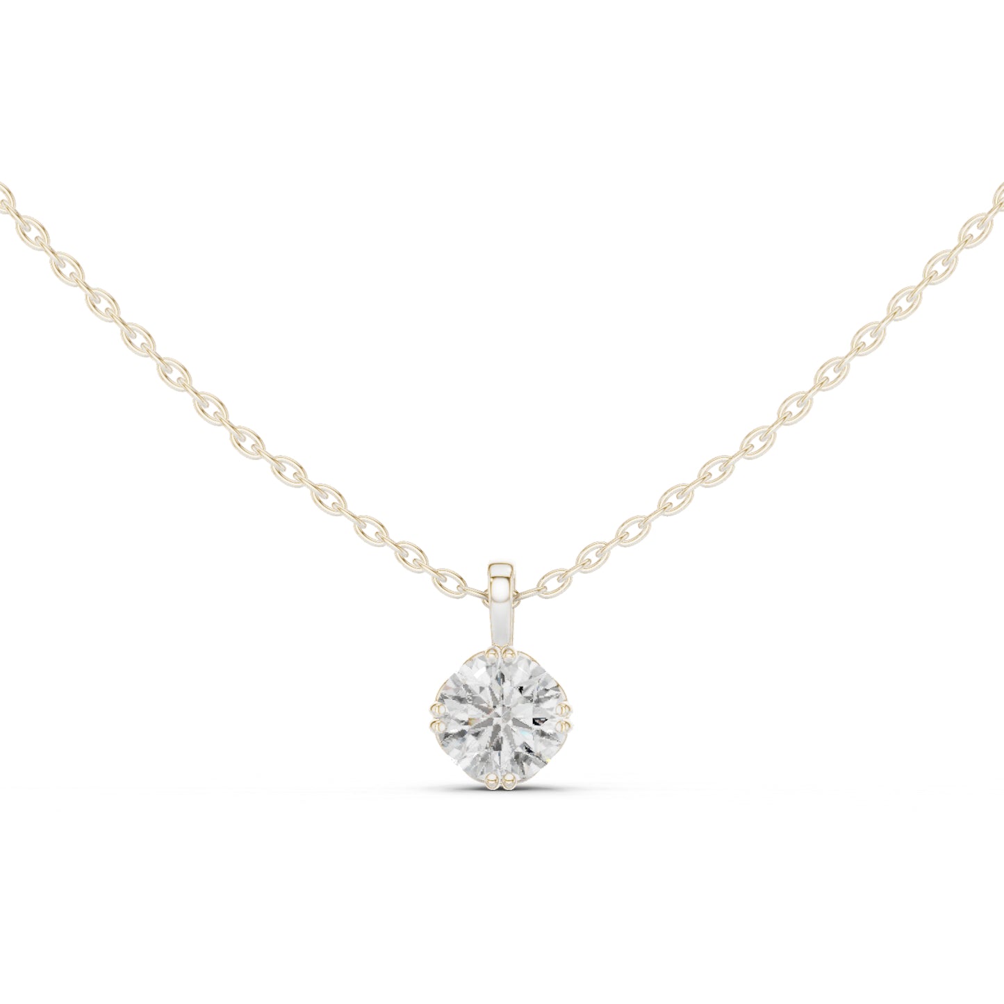 18K Yellow Gold Round Lab-Grown Diamond Pendant for Women | Bridal Wear | Pure Carat