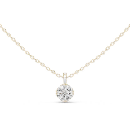 18K Yellow Gold Round Lab-Grown Diamond Pendant for Women | Bridal Wear | Pure Carat