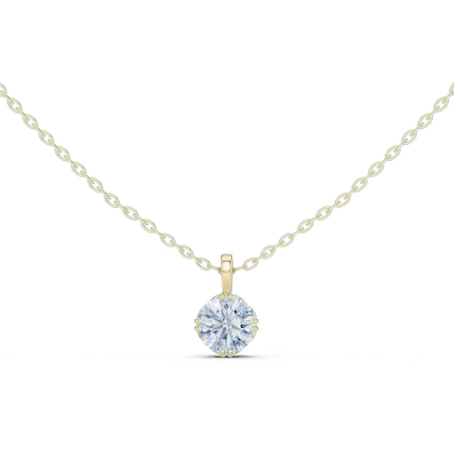 18K Yellow Gold Round Lab-Grown Diamond Pendant for Women | Bridal Wear | Pure Carat