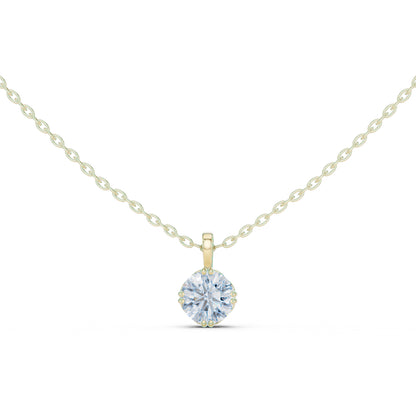 18K Yellow Gold Round Lab-Grown Diamond Pendant for Women | Bridal Wear | Pure Carat