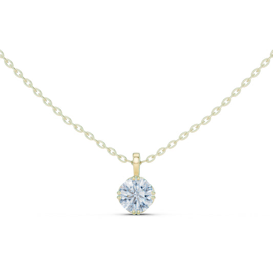 18K Yellow Gold Round Lab-Grown Diamond Pendant for Women | Bridal Wear | Pure Carat