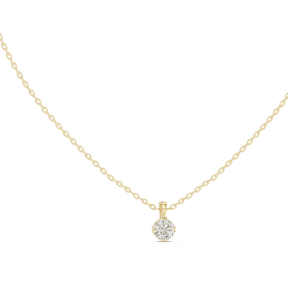 14K Yellow Gold Round Lab-Grown Diamond Pendant for Women | Wedding Wear | Pure Carat